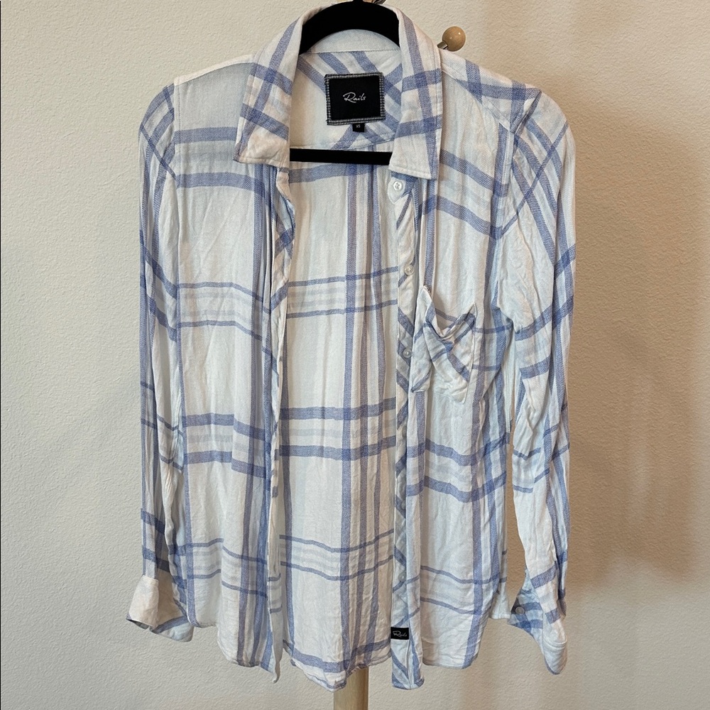 Rails Hunter blue & white button down shirt sz XS